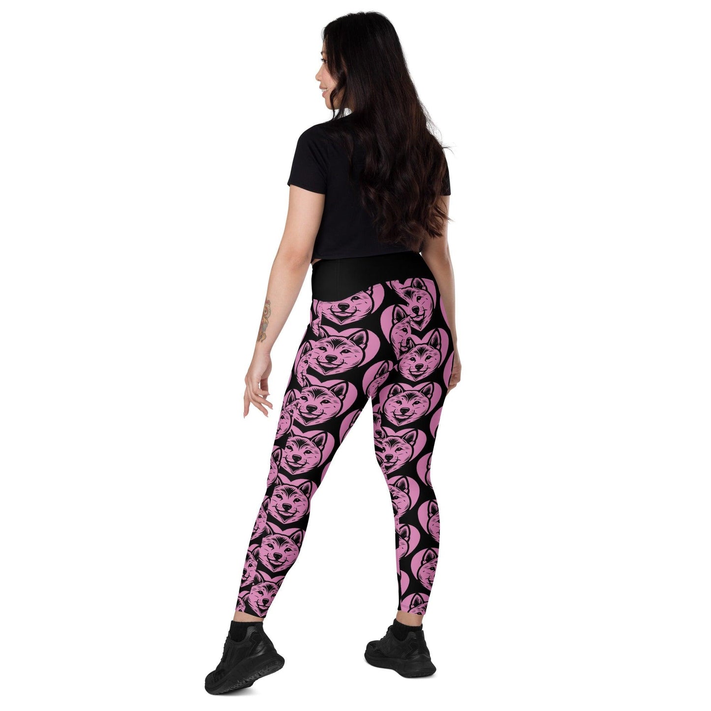 DOG BREED LEGGINGS with pockets - SHIBA INU - HERTTAHOUND - pink