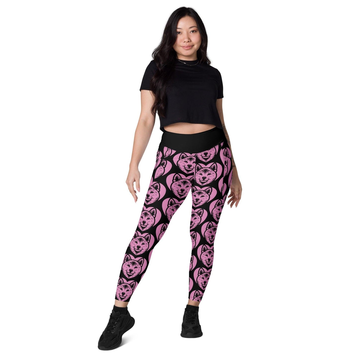 DOG BREED LEGGINGS with pockets - SHIBA INU - HERTTAHOUND - pink