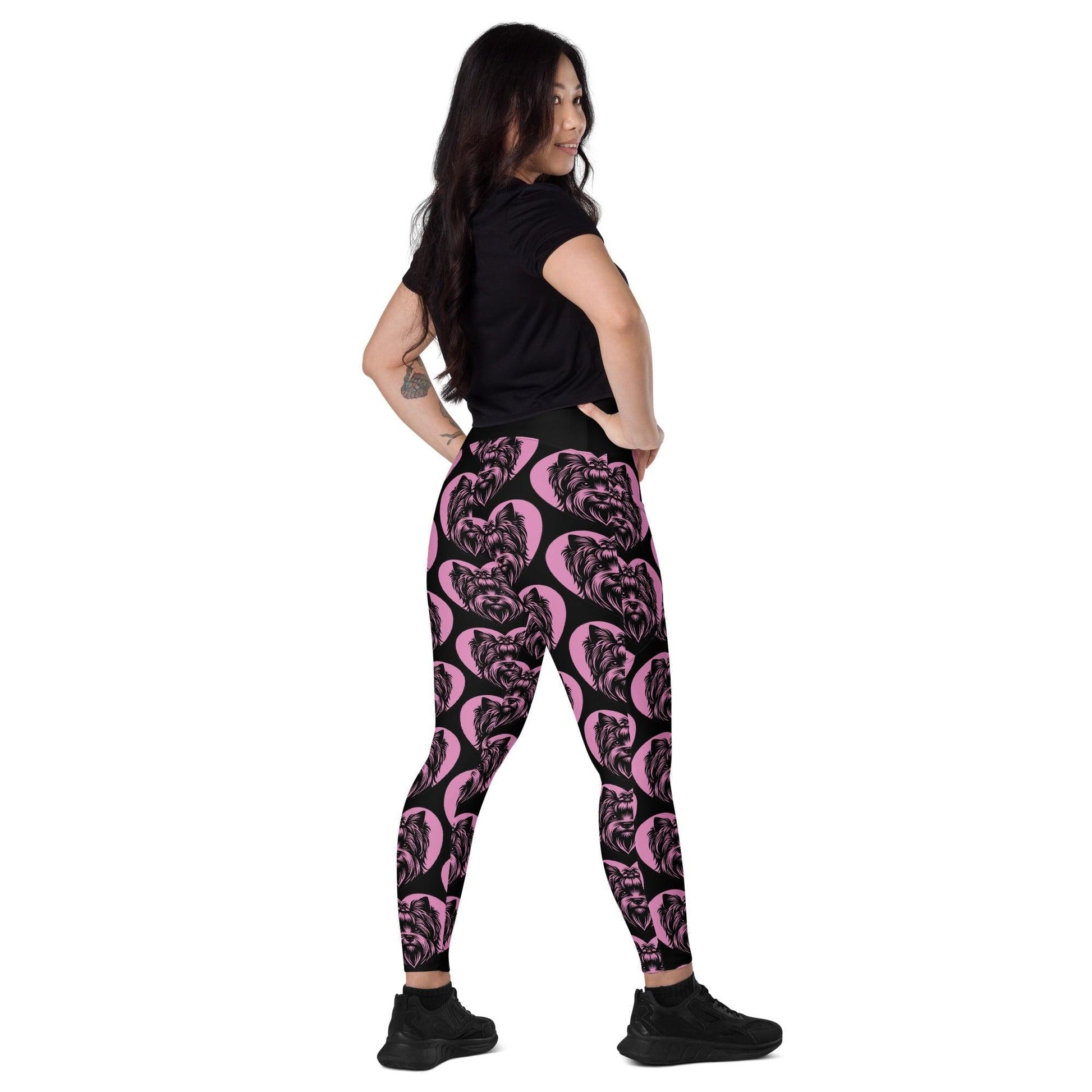 DOG BREED LEGGINGS with pockets - SILKY TERRIER - HERTTAHOUND - pink