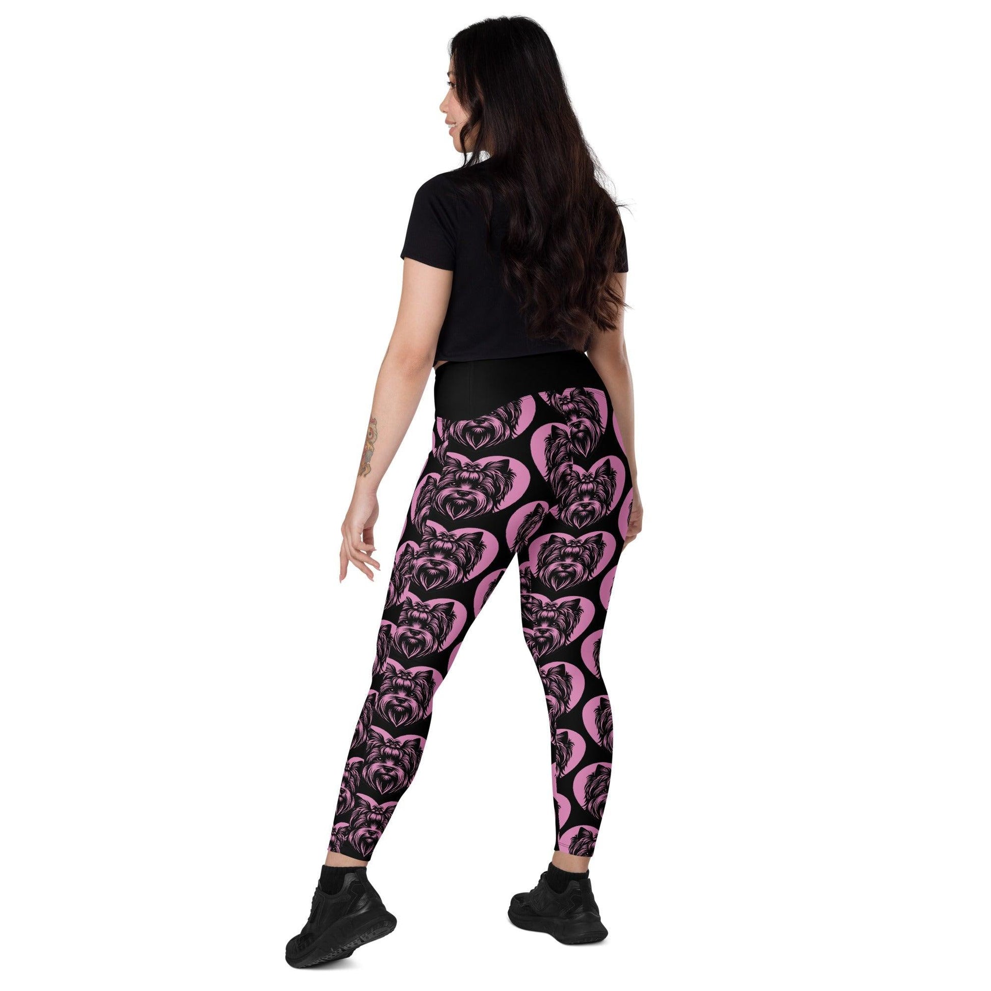 DOG BREED LEGGINGS with pockets - SILKY TERRIER - HERTTAHOUND - pink