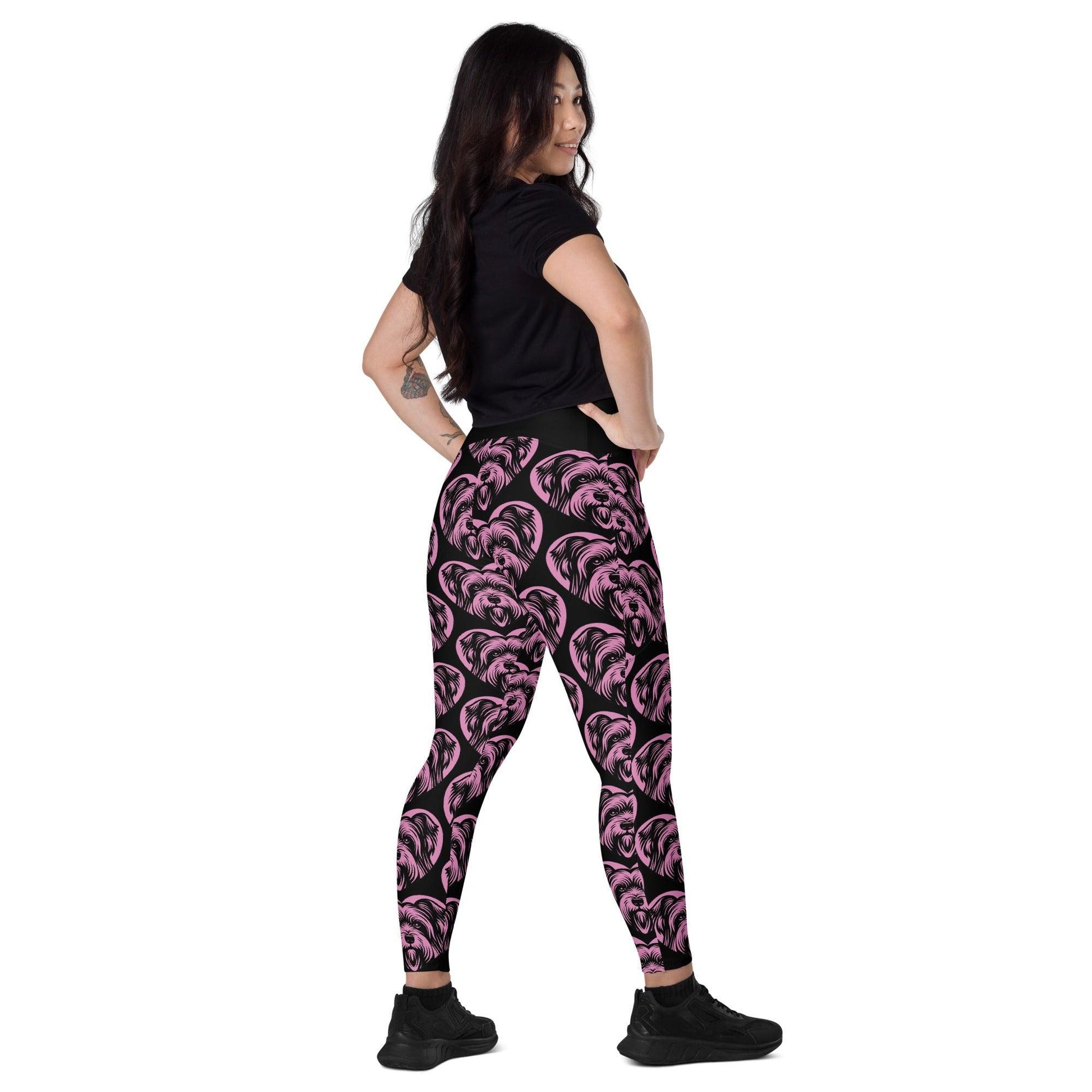 DOG BREED LEGGINGS with pockets - SKYE TERRIER - HERTTAHOUND - pink