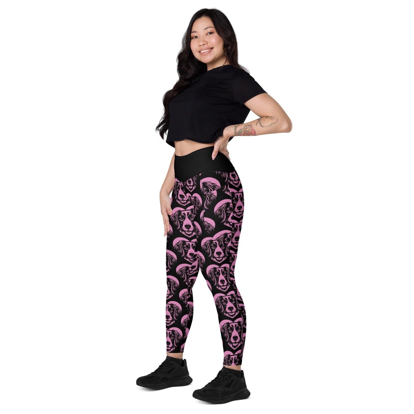 DOG BREED LEGGINGS with pockets - SMALL MÜNSTERLÄNDER - HERTTAHOUND - pink