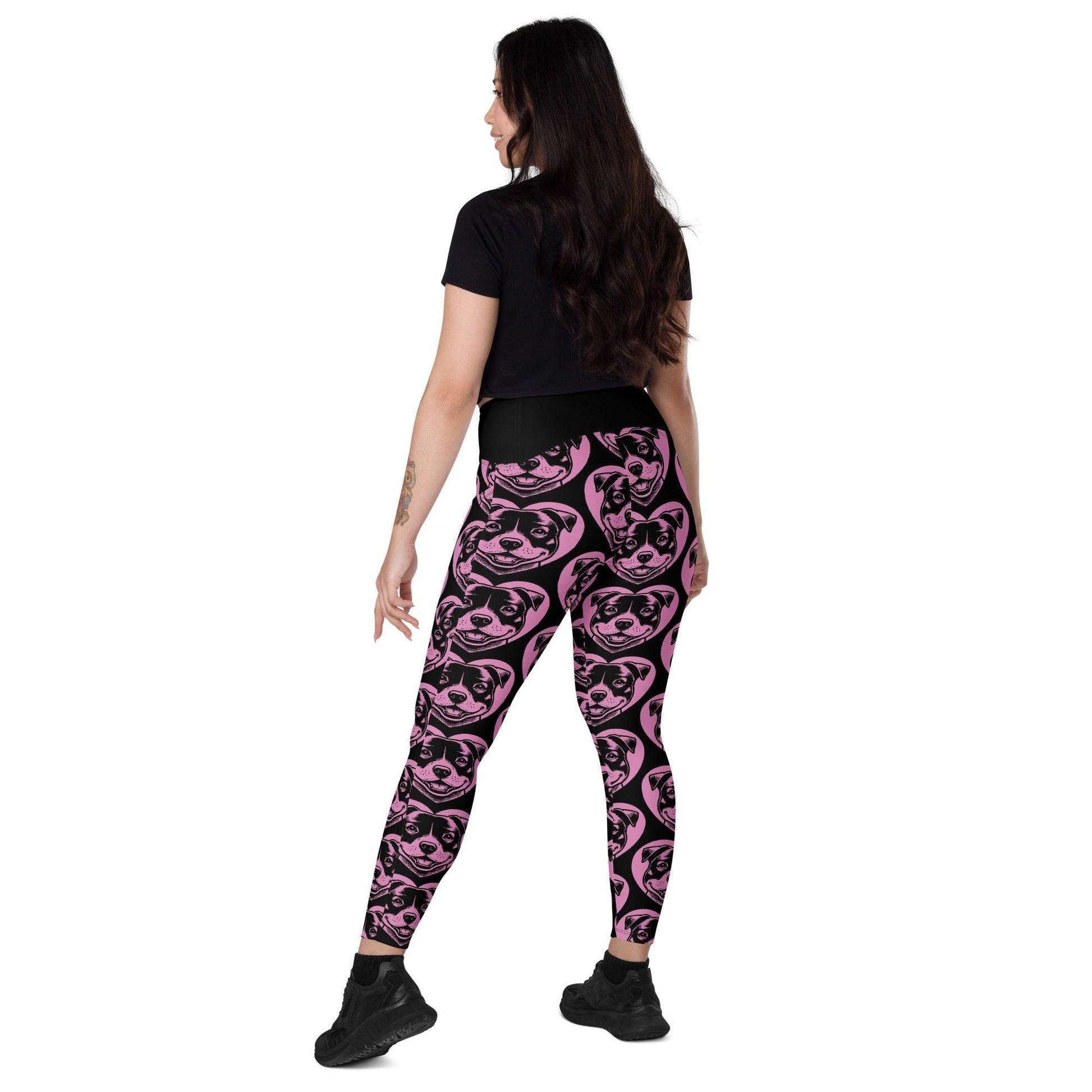 DOG BREED LEGGINGS with pockets - STAFFORDSHIRE BULL TERRIER - HERTTAHOUND - pink