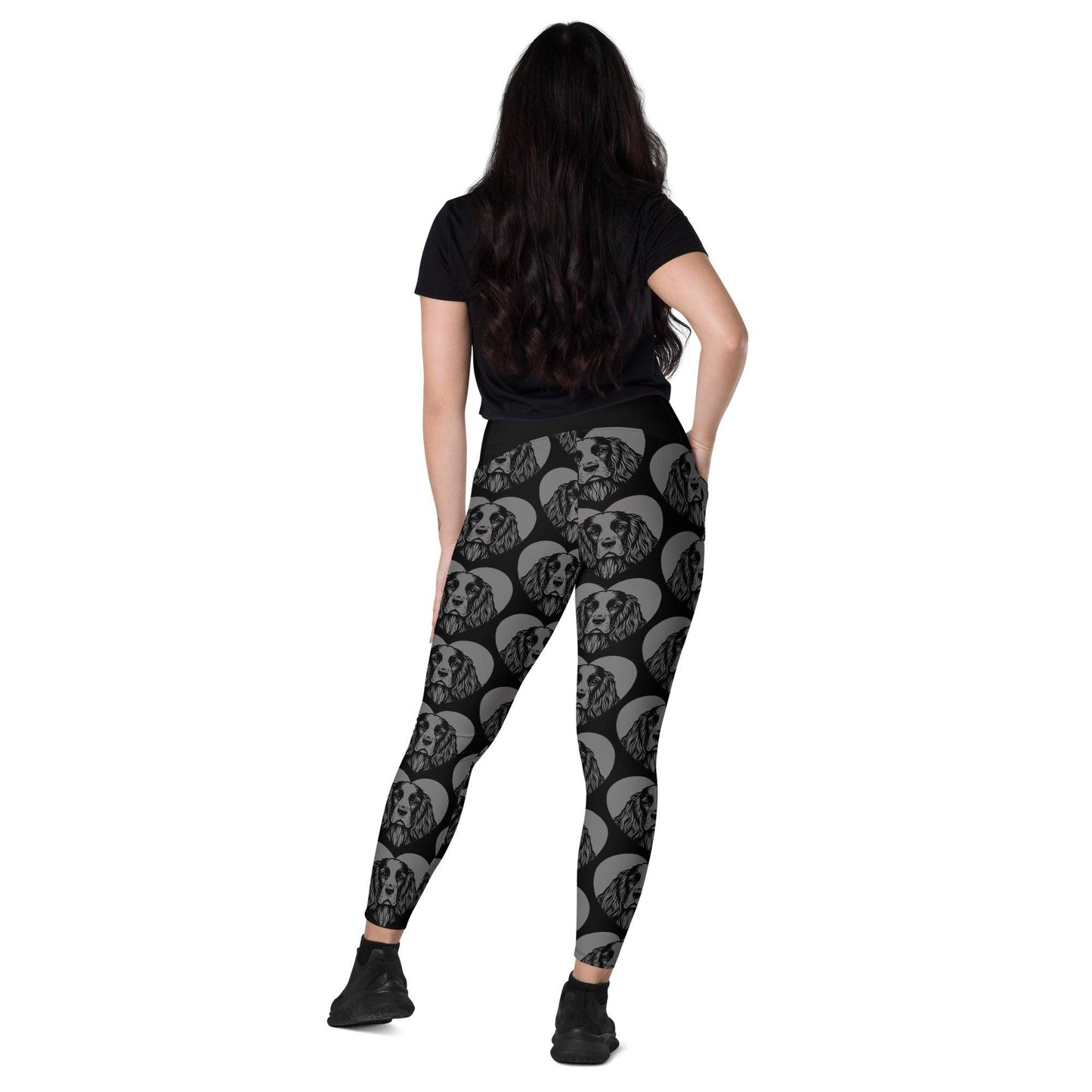 DOG BREED LEGGINGS with pockets - SUSSEX SPANIEL - HERTTAHOUND - grey