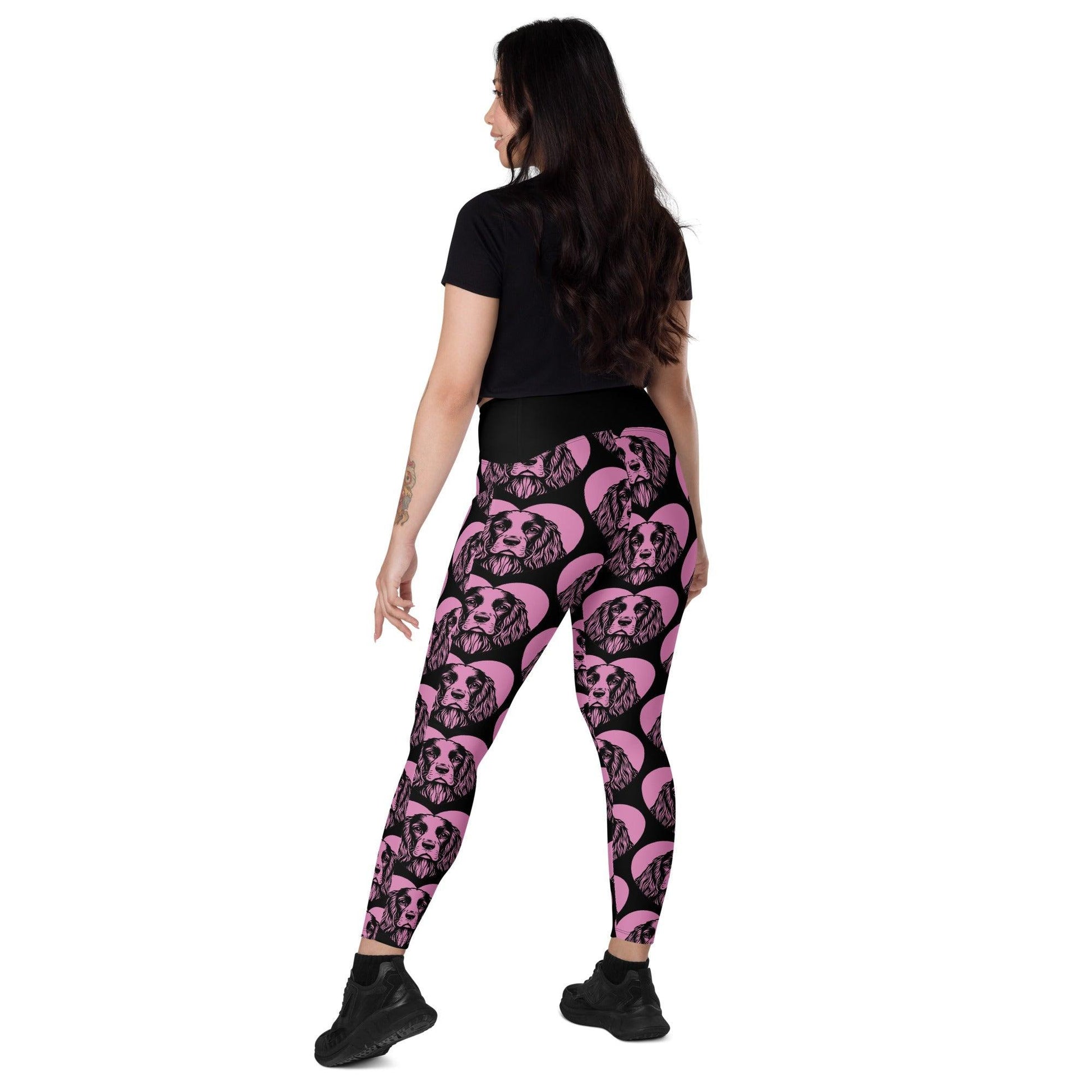DOG BREED LEGGINGS with pockets - SUSSEX SPANIEL - HERTTAHOUND - pink