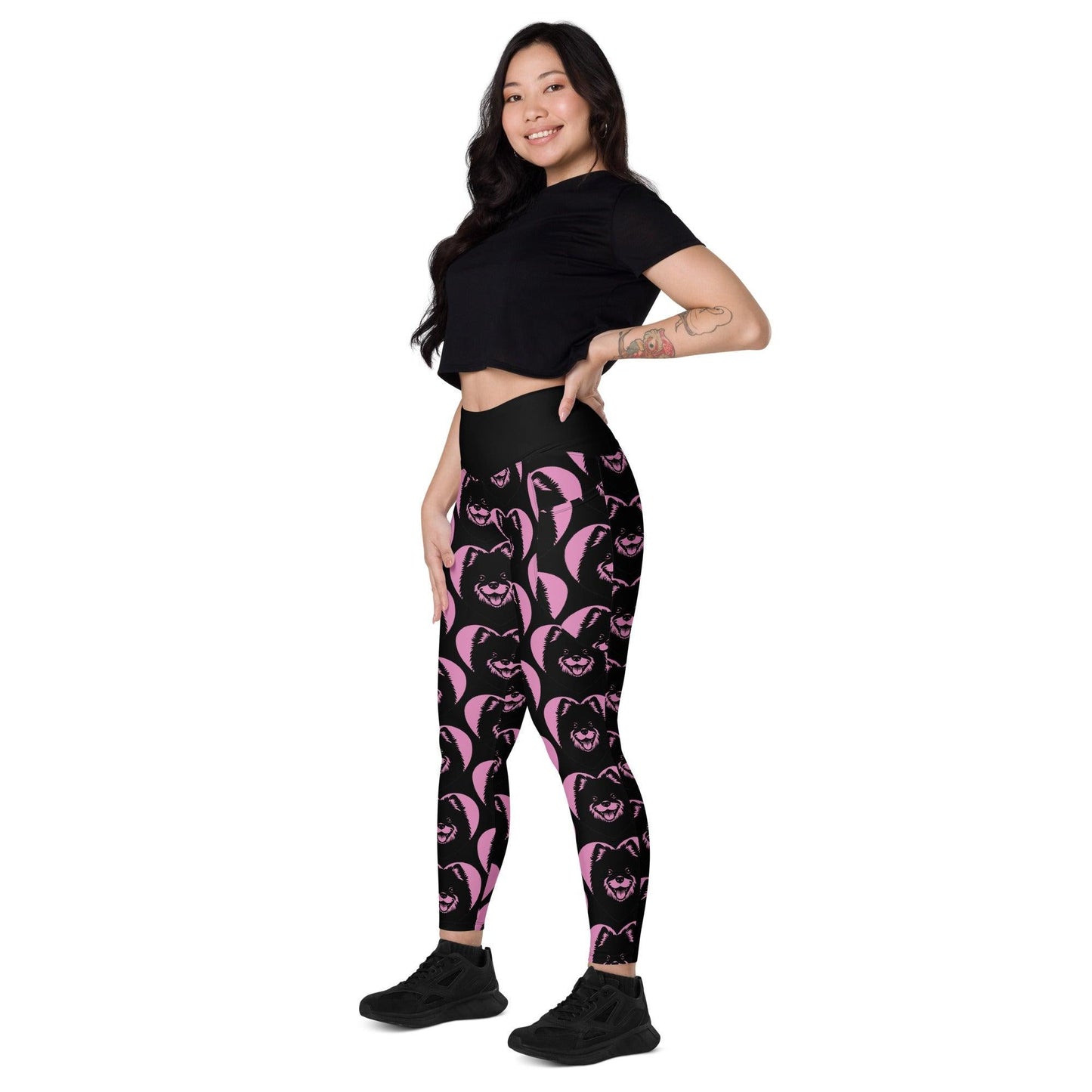 DOG BREED LEGGINGS with pockets - SWEDISH LAPPHUND - HERTTAHOUND - pink