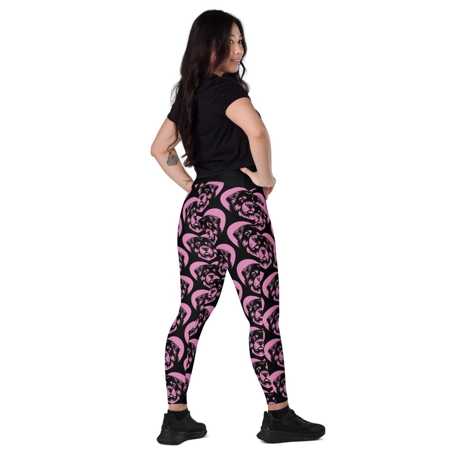 DOG BREED LEGGINGS with pockets - TIBETAN MASTIFF - HERTTAHOUND - pink