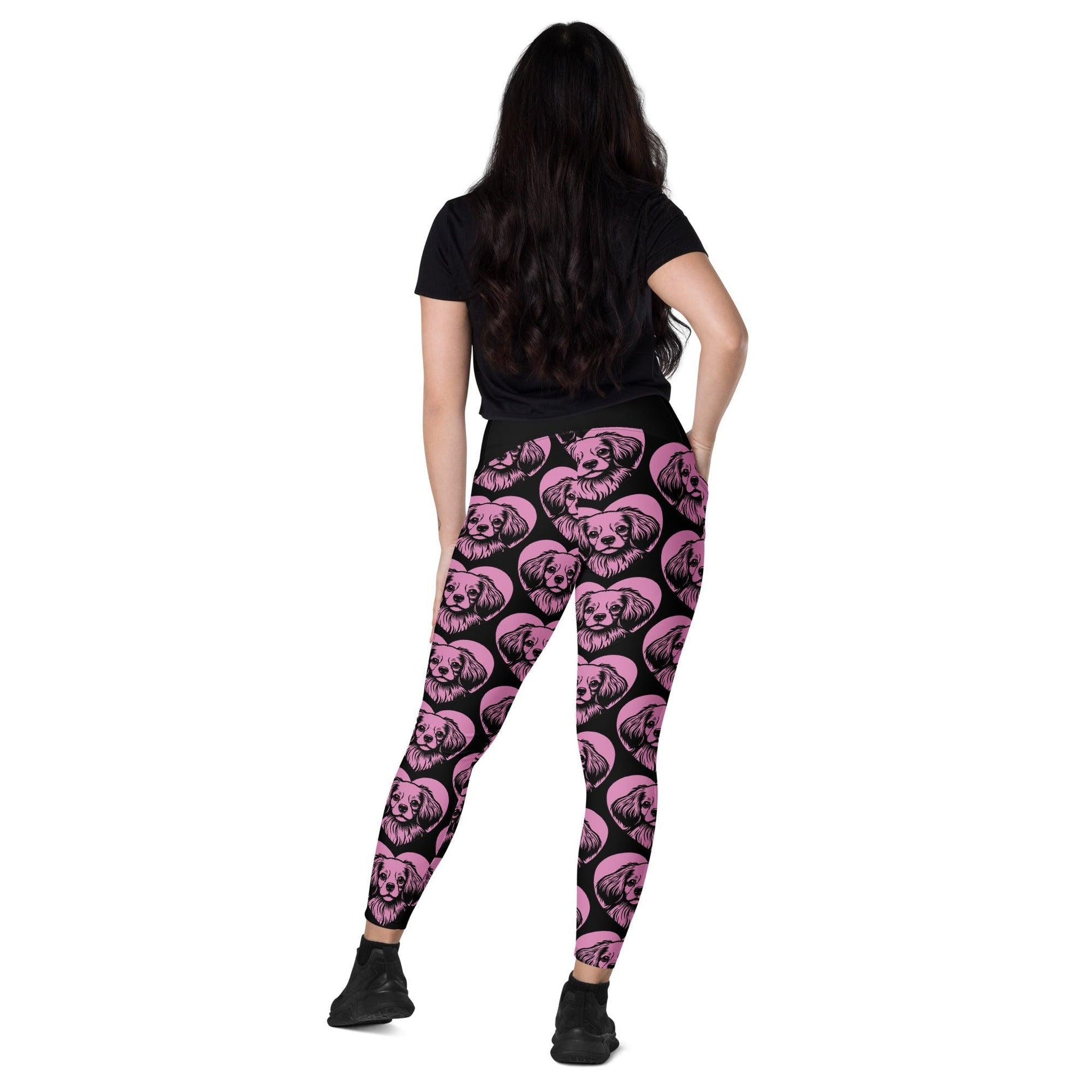 DOG BREED LEGGINGS with pockets - TIBETAN SPANIEL - HERTTAHOUND - pink
