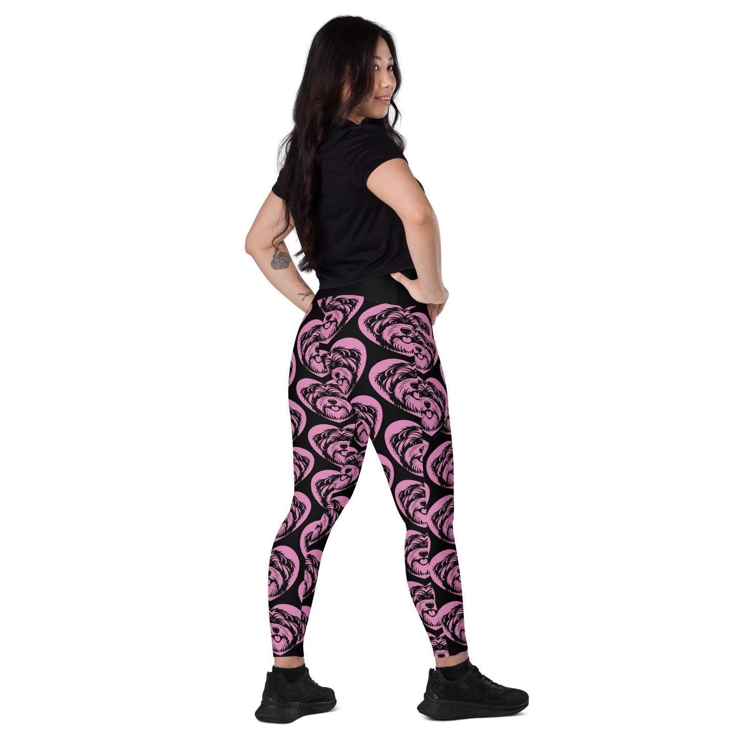 Dog breed leggings with pockets - TIBETAN TERRIER 2 - HERTTAHOUND - pink