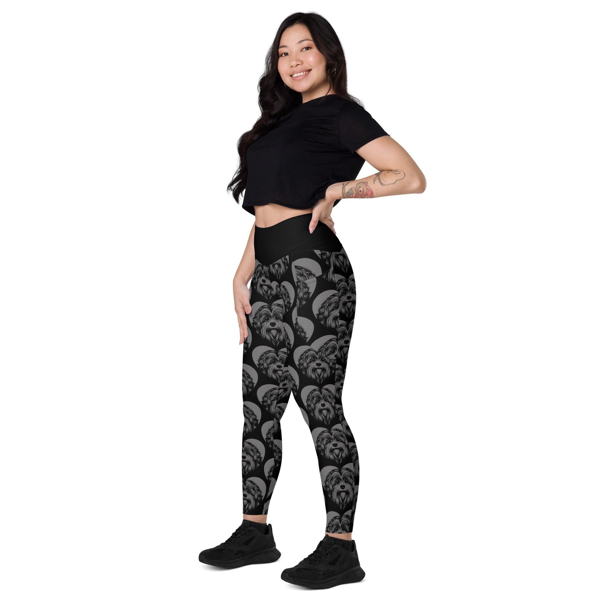 Dog breed leggings with pockets - TIBETAN TERRIER - HERTTAHOUND - grey