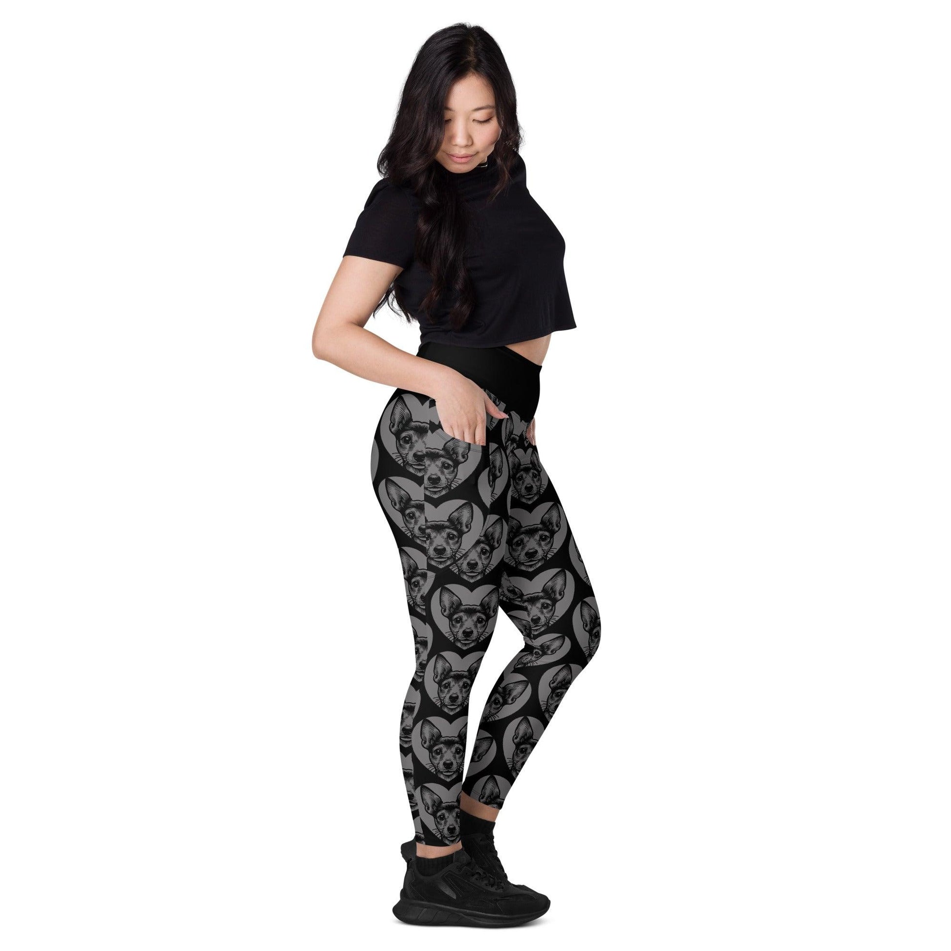 Dog breed leggings with pockets - TOY FOX TERRIER - HERTTAHOUND - grey