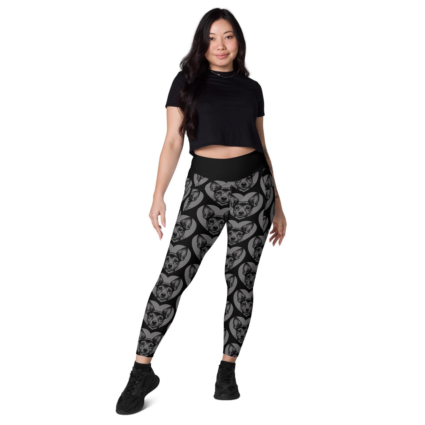 Dog breed leggings with pockets - TOY FOX TERRIER - HERTTAHOUND - grey