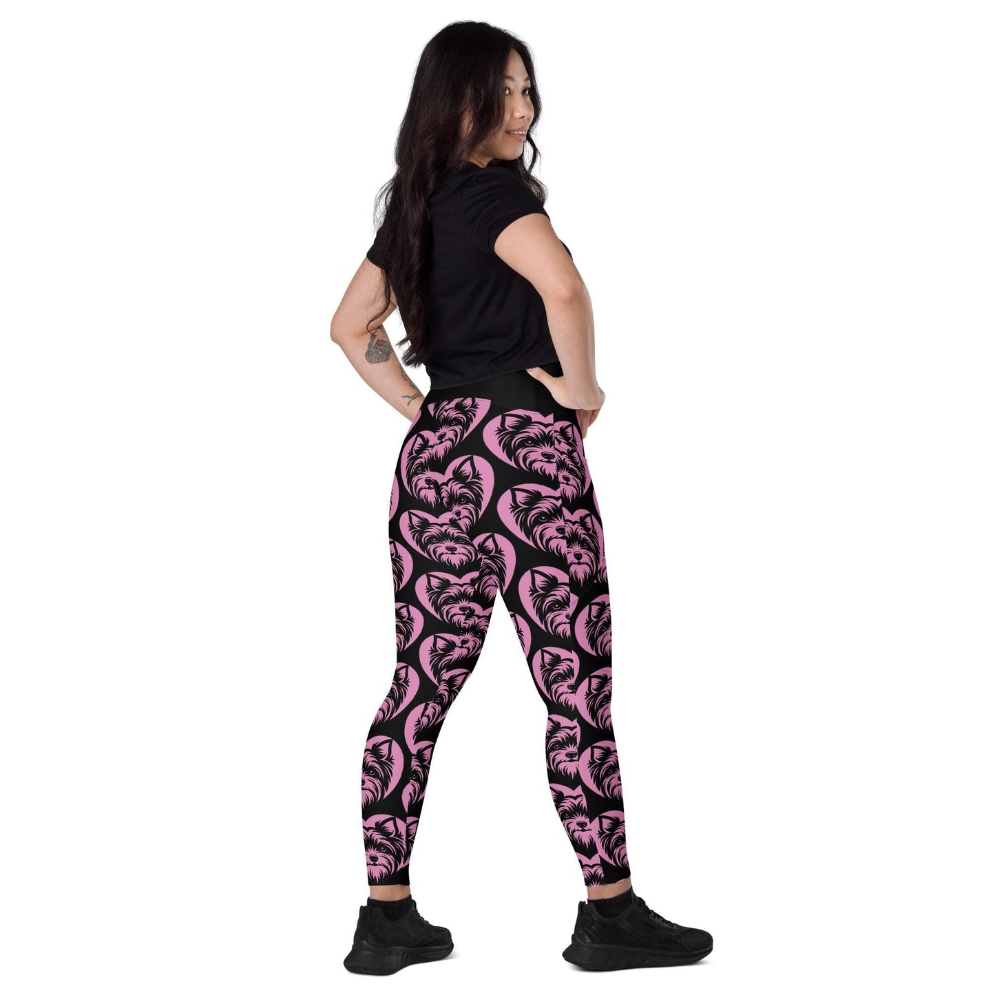 Dog breed leggings with pockets - YORKSHIRE TERRIER 2 - HERTTAHOUND - pink