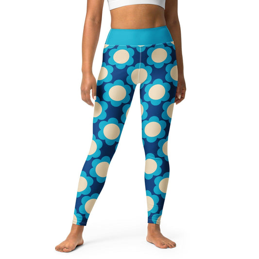 Yoga Leggings -2- ELLIE blue - Classic Flower Print