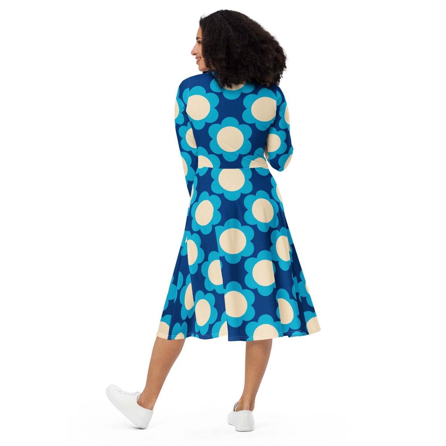 Midi Dress - ELLIE blue - Classic Flower Print