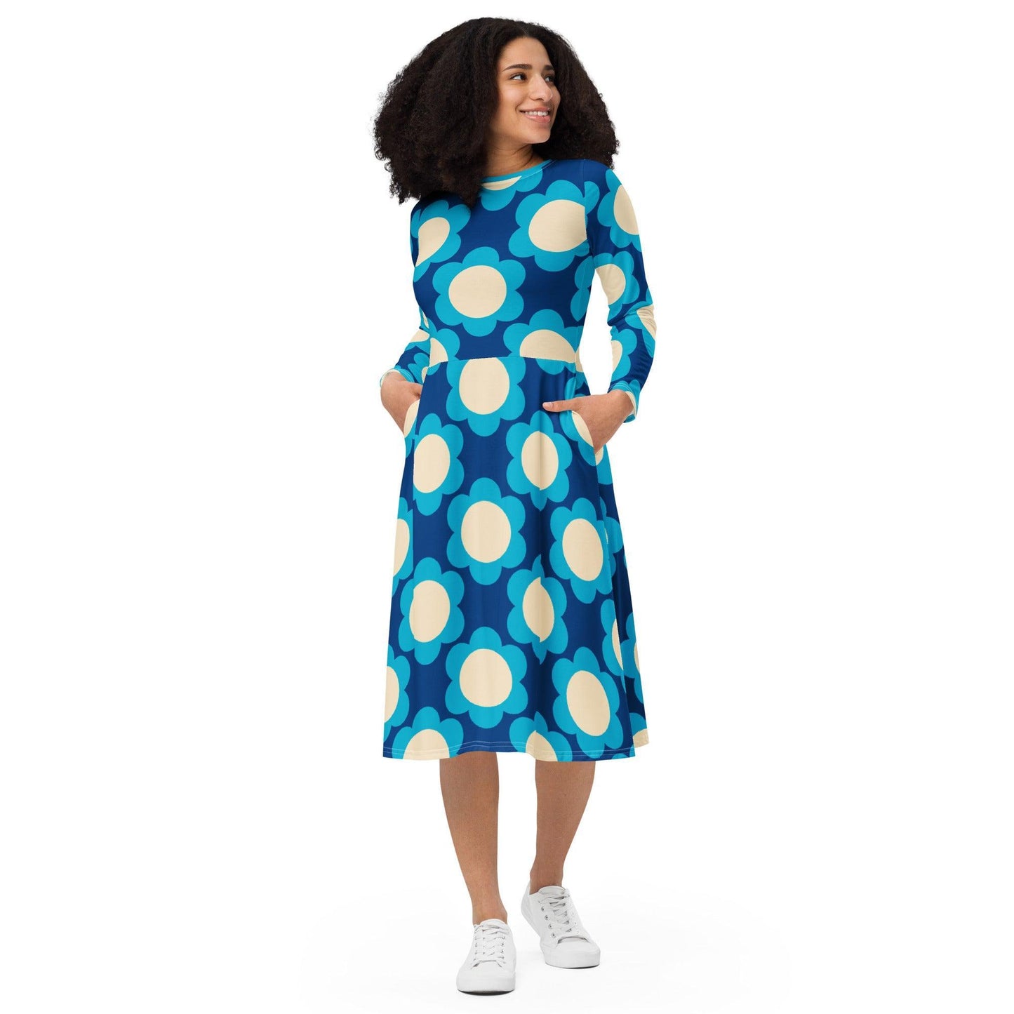 Midi Dress - ELLIE blue - Classic Flower Print