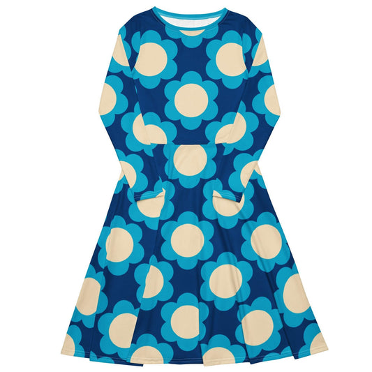 Midi Dress - ELLIE blue - Classic Flower Print