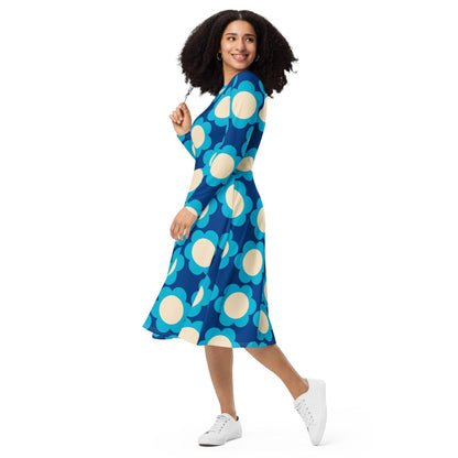 Midi Dress - ELLIE blue - Classic Flower Print