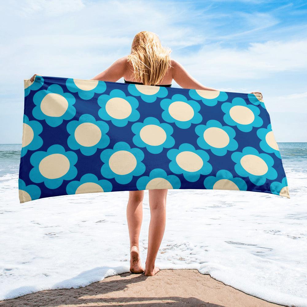 Towel - ELLIE blue - Classic Flower Print