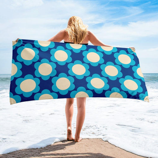 Towel - ELLIE blue - Classic Flower Print