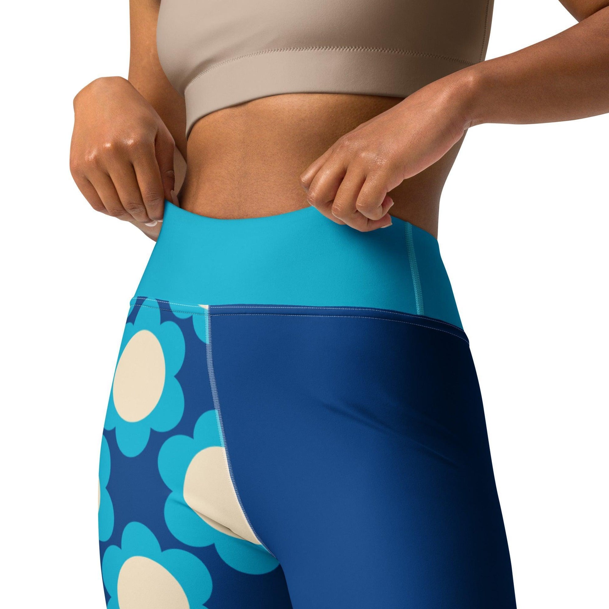 Yoga Leggings - ELLIE blue - Classic Flower Print