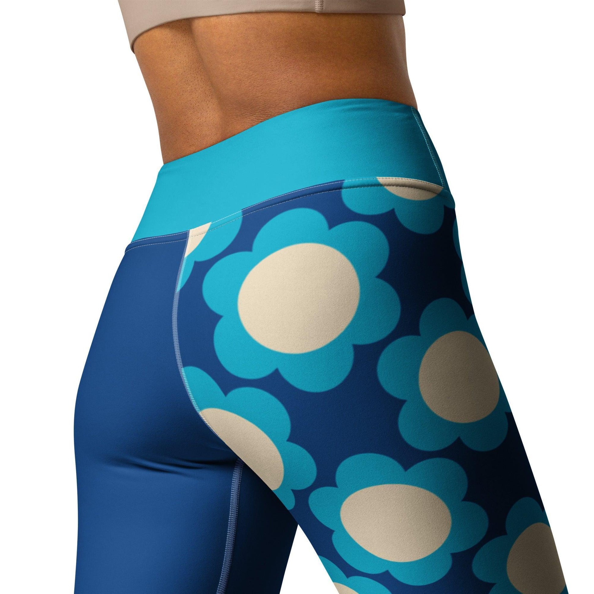 Yoga Leggings - ELLIE blue - Classic Flower Print