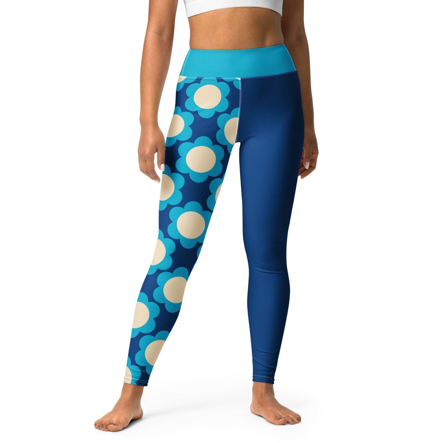 Yoga Leggings - ELLIE blue - Classic Flower Print