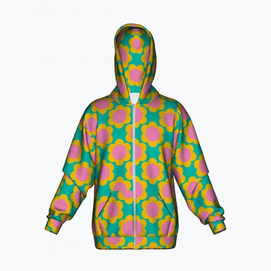 Cotton Zipper Hoodie - ELLIE - Classic Flower Print