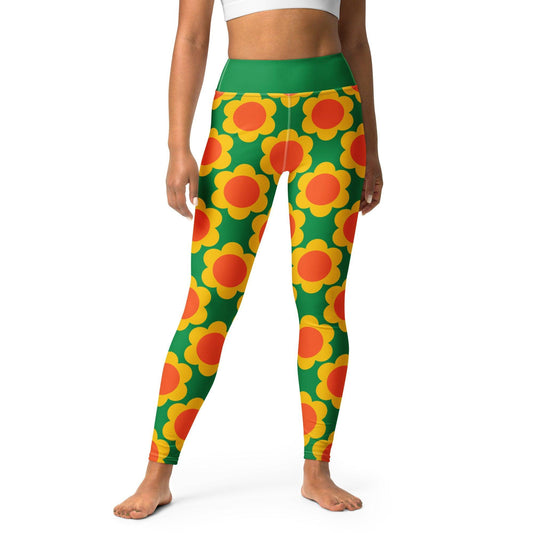 Yoga Leggings -2- ELLIE green - Classic Flower Print