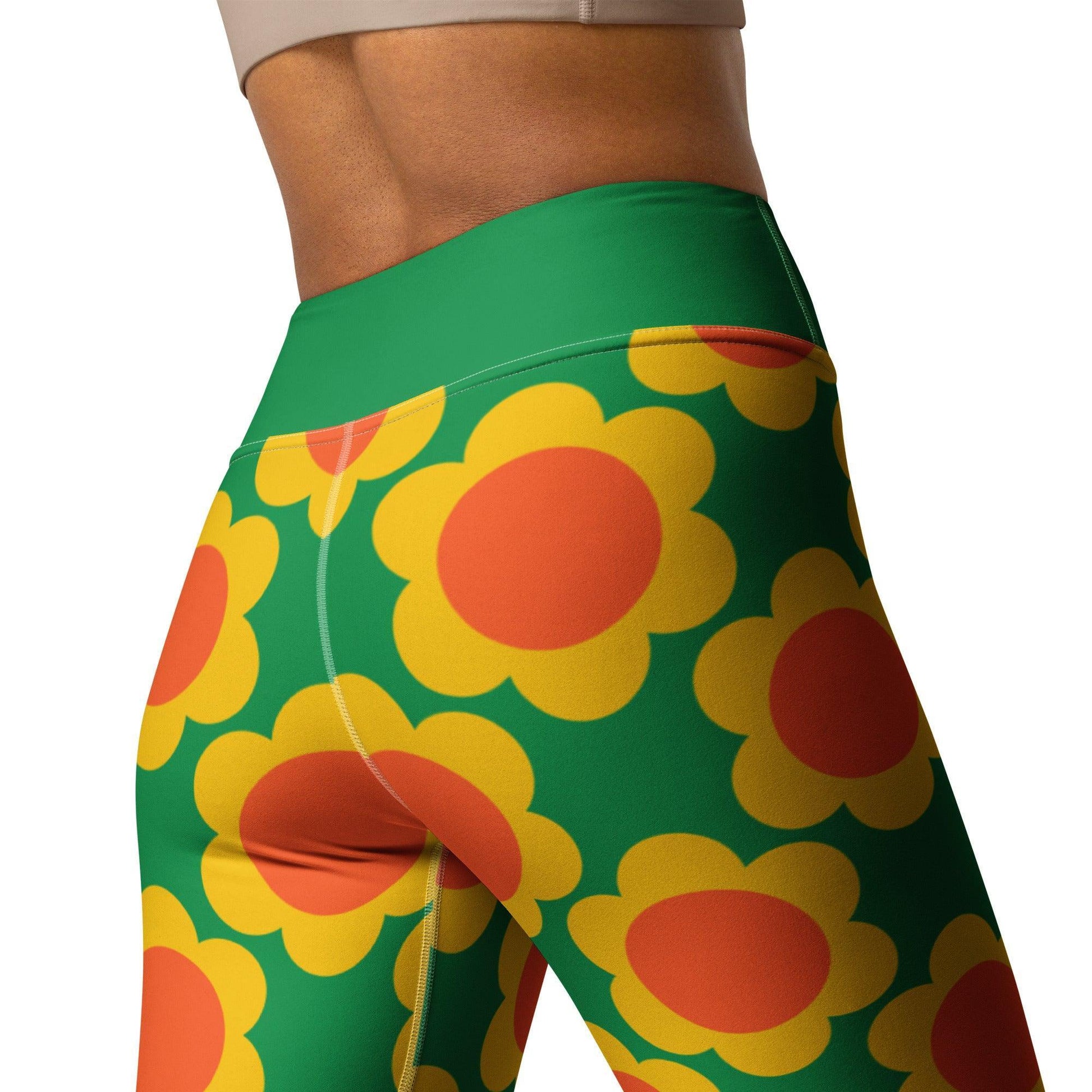 Yoga Leggings -2- ELLIE green - Classic Flower Print