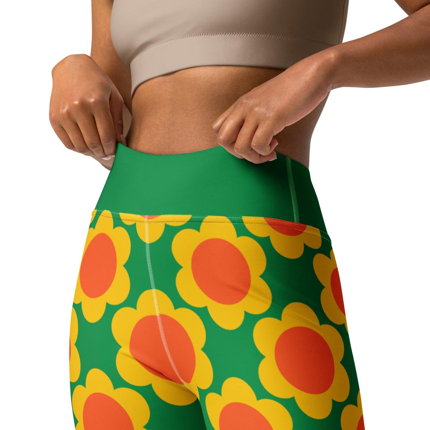 Yoga Leggings -2- ELLIE green - Classic Flower Print