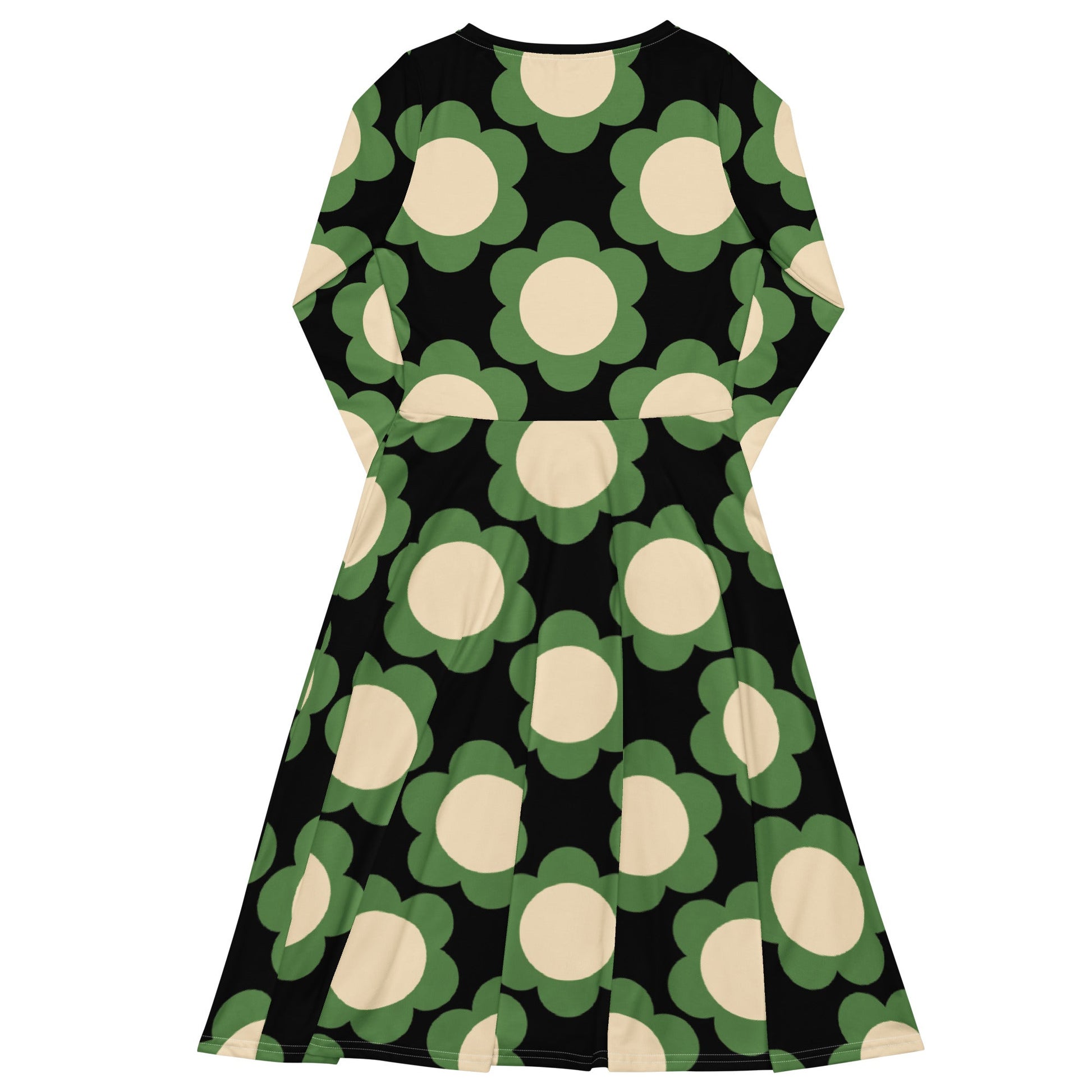 Midi Dress - ELLIE green black - Classic Flower Print