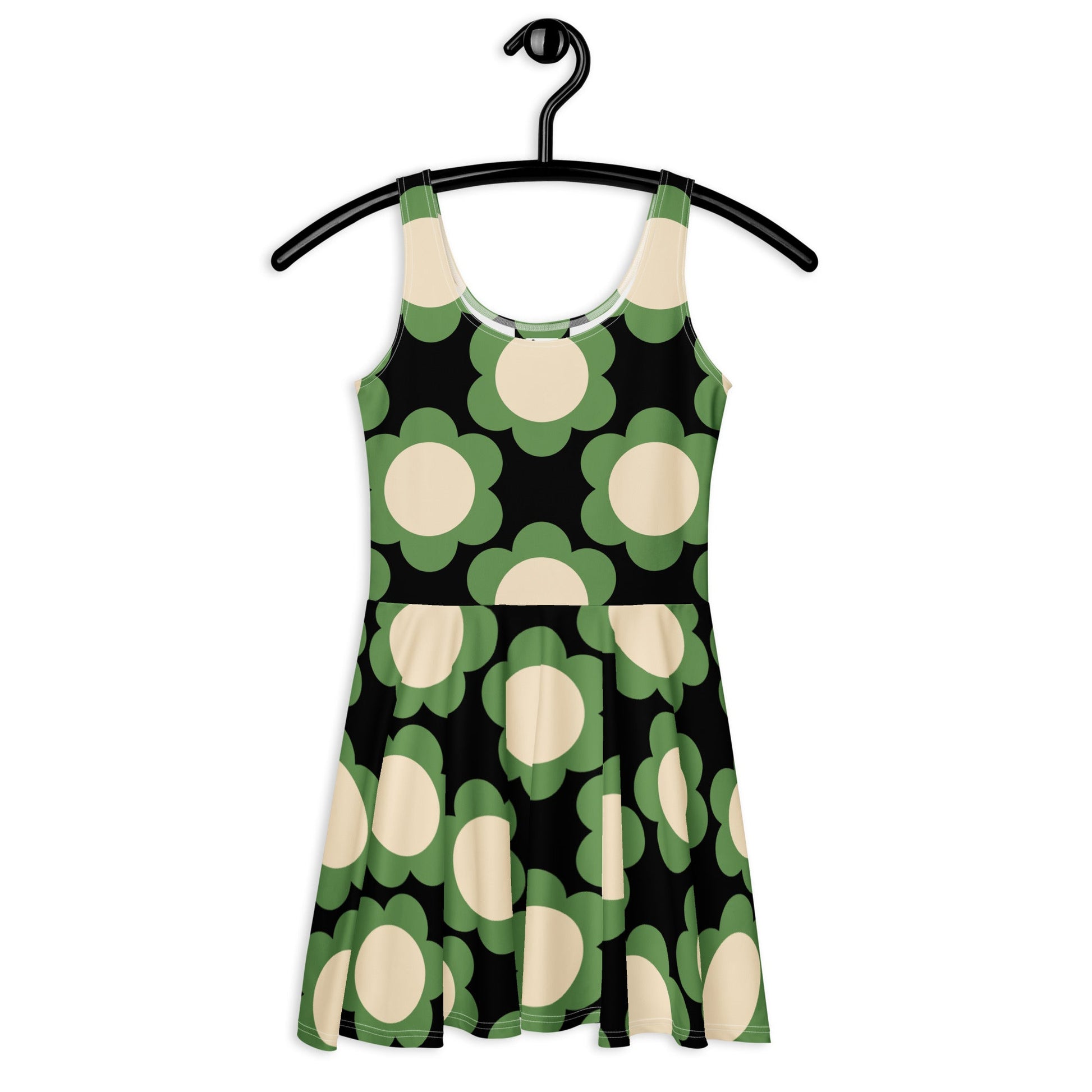 Skater Dress - ELLIE green black - Classic Flower Print