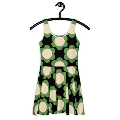 Skater Dress - ELLIE green black - Classic Flower Print
