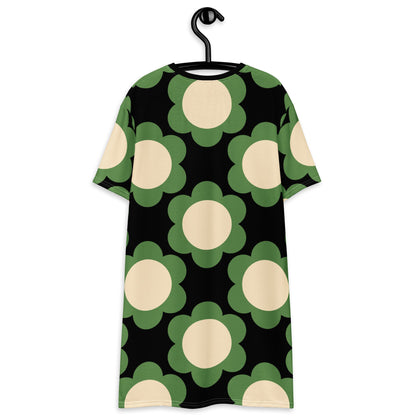T-Shirt Dress - ELLIE green black - Classic Flower Print