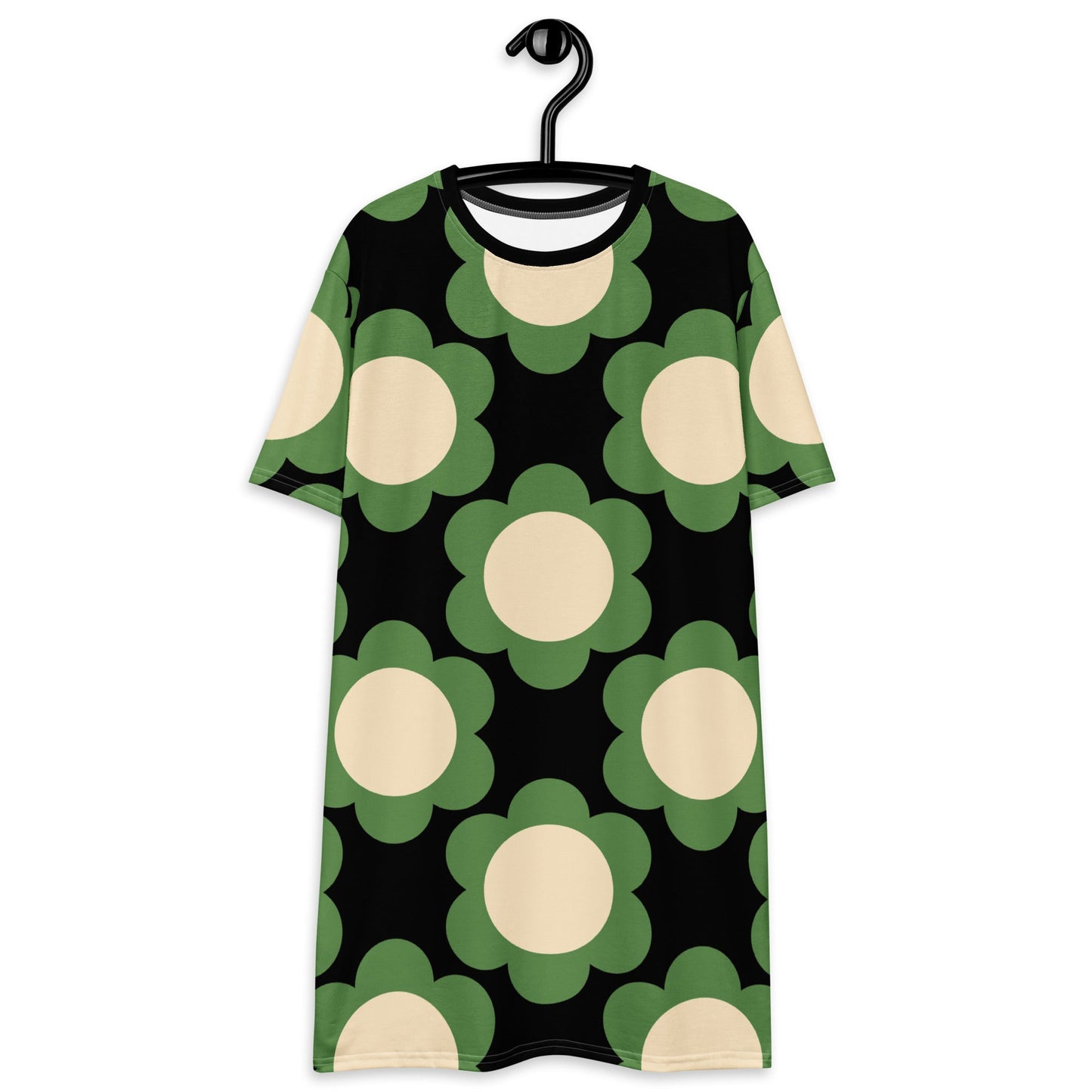 T-Shirt Dress - ELLIE green black - Classic Flower Print