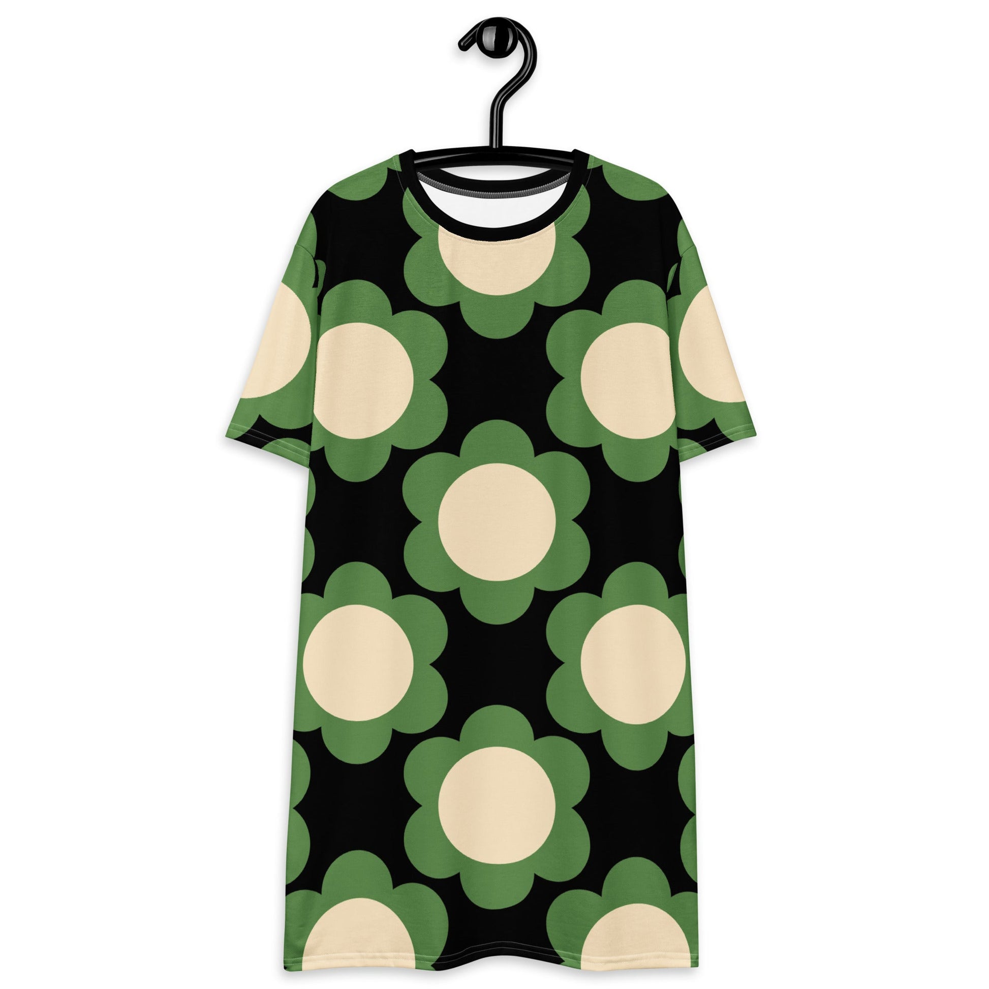T-Shirt Dress - ELLIE green black - Classic Flower Print