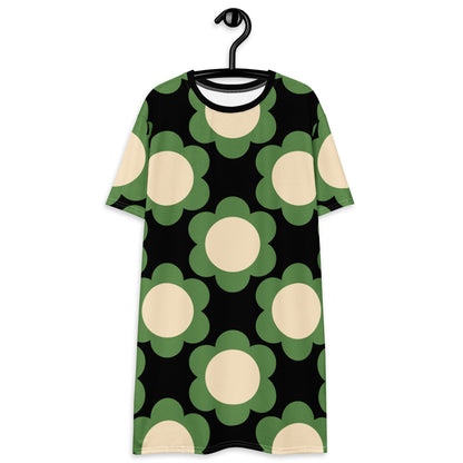 T-Shirt Dress - ELLIE green black - Classic Flower Print
