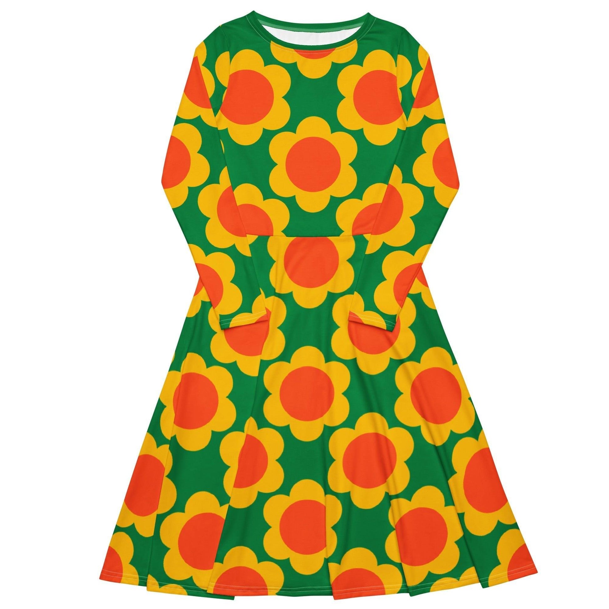 Midi Dress - ELLIE green - Classic Flower Print