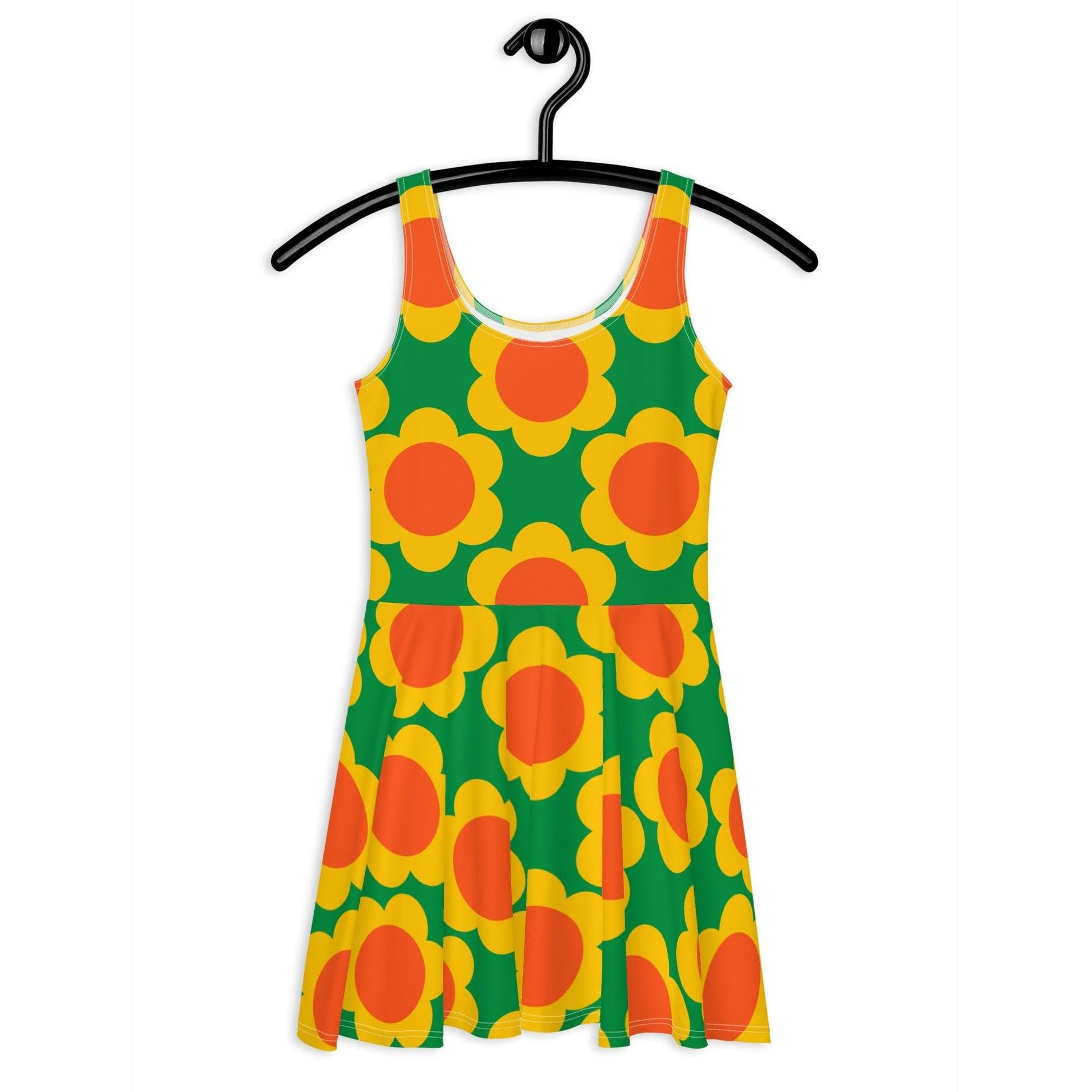 Skater Dress - ELLIE green - Classic Flower Print