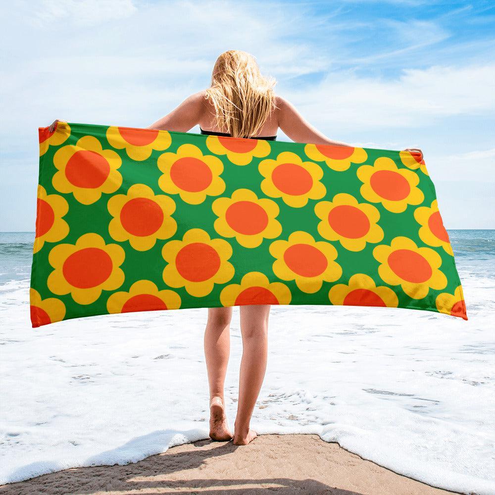 Towel - ELLIE green - Classic Flower Print