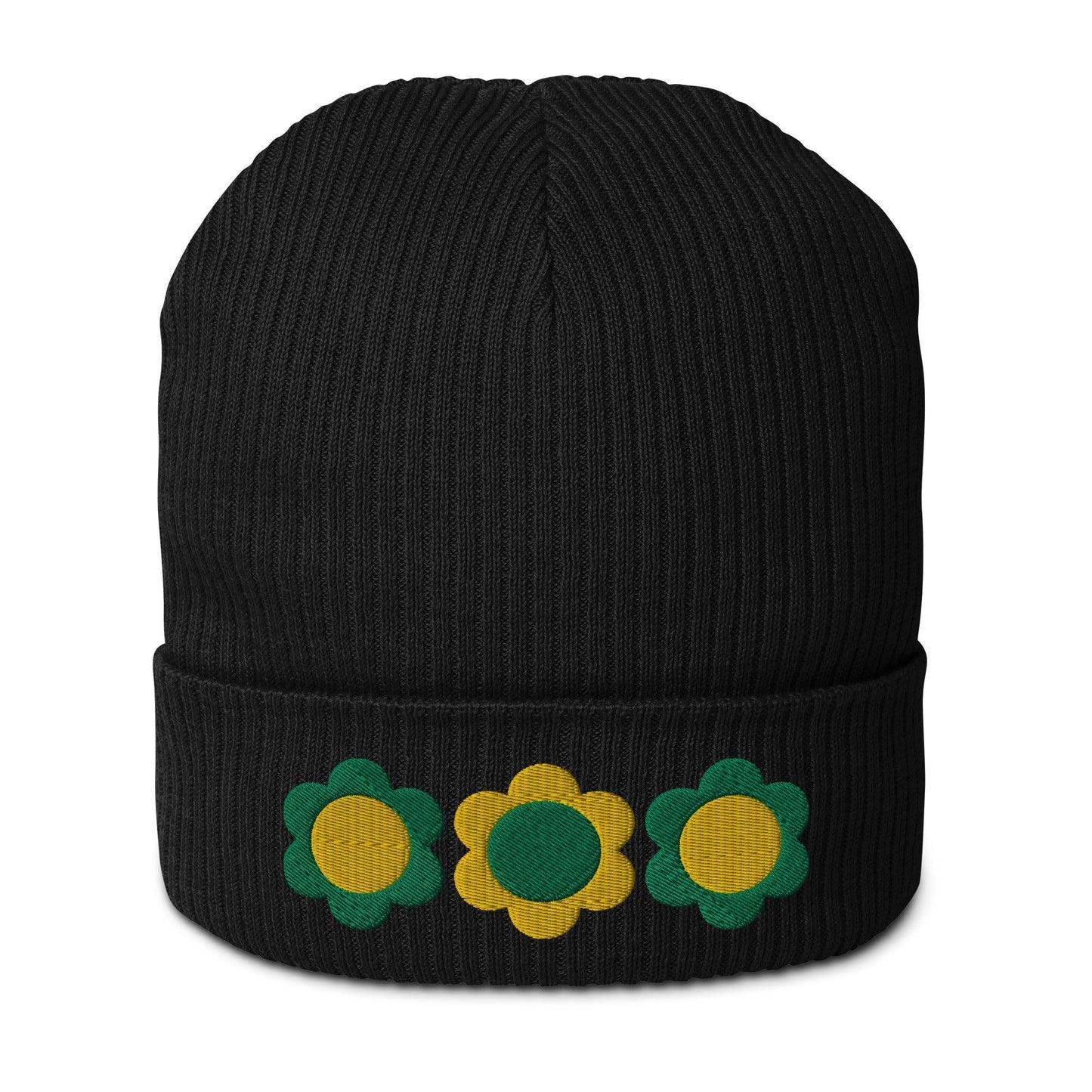 Beanie - ELLIE green yellow - Classic Flower Print