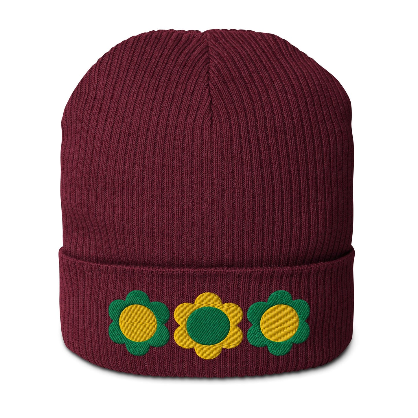 Beanie - ELLIE green yellow - Classic Flower Print