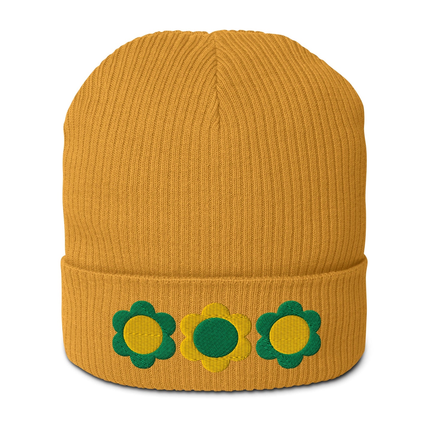 Beanie - ELLIE green yellow - Classic Flower Print