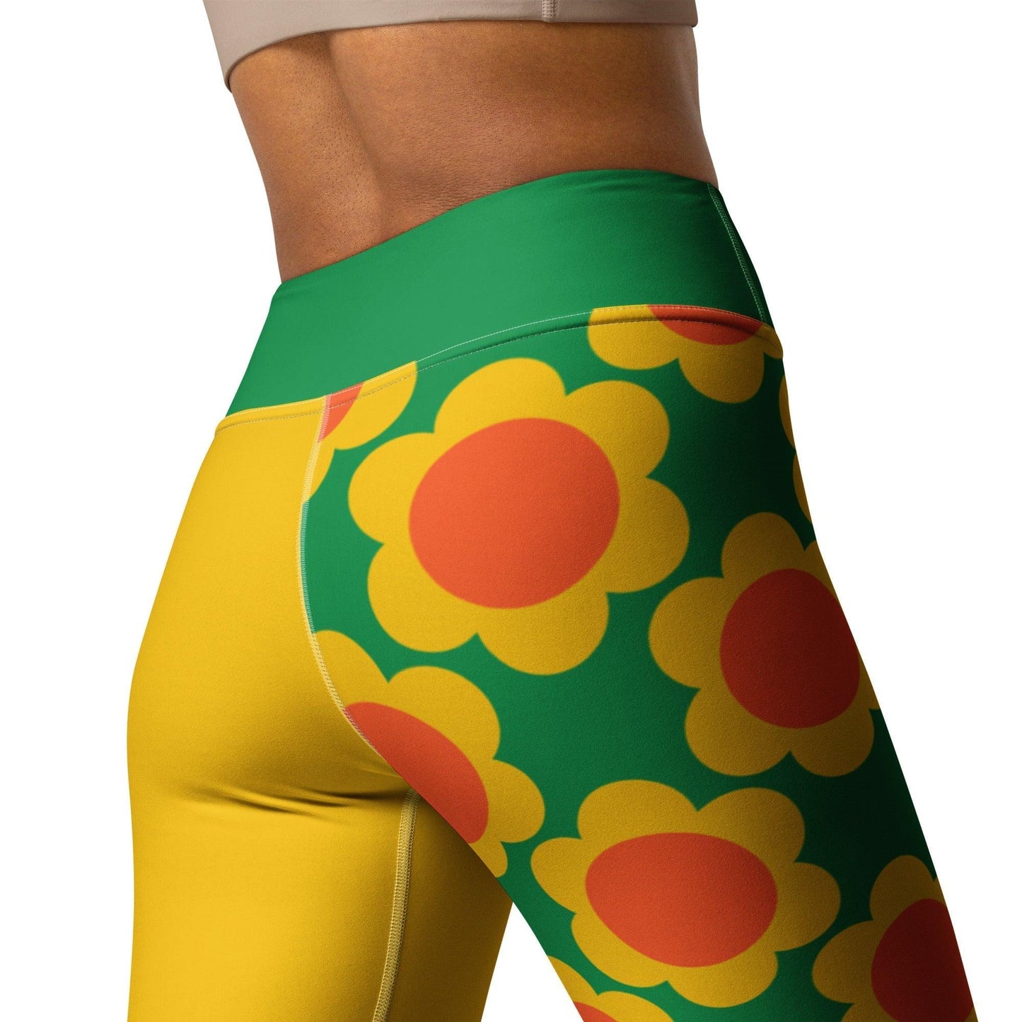 Yoga Leggings - ELLIE green - Classic Flower Print