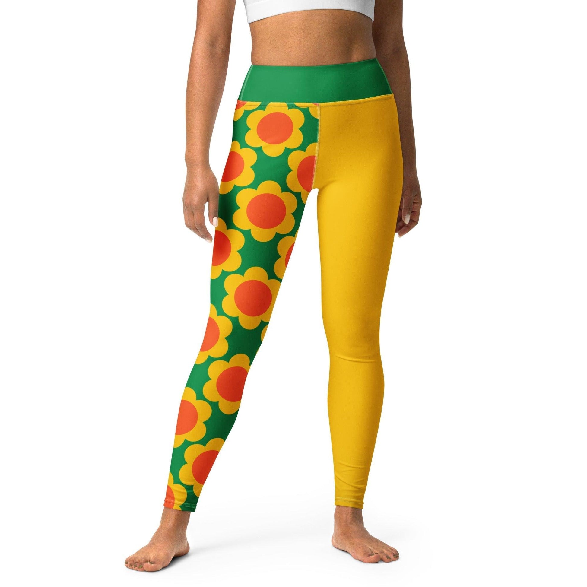 Yoga Leggings - ELLIE green - Classic Flower Print