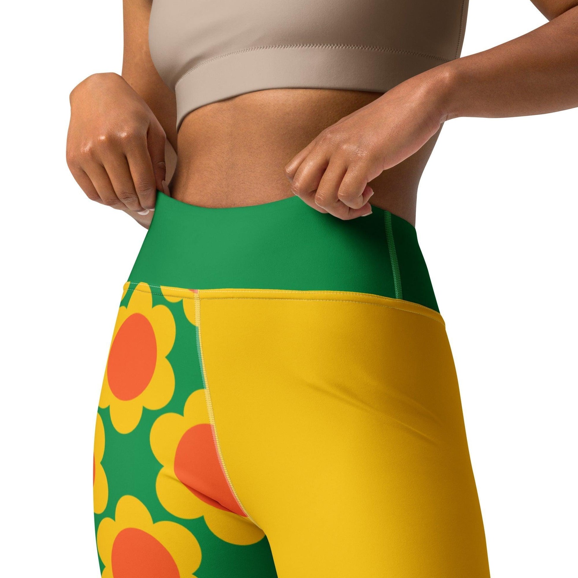 Yoga Leggings - ELLIE green - Classic Flower Print