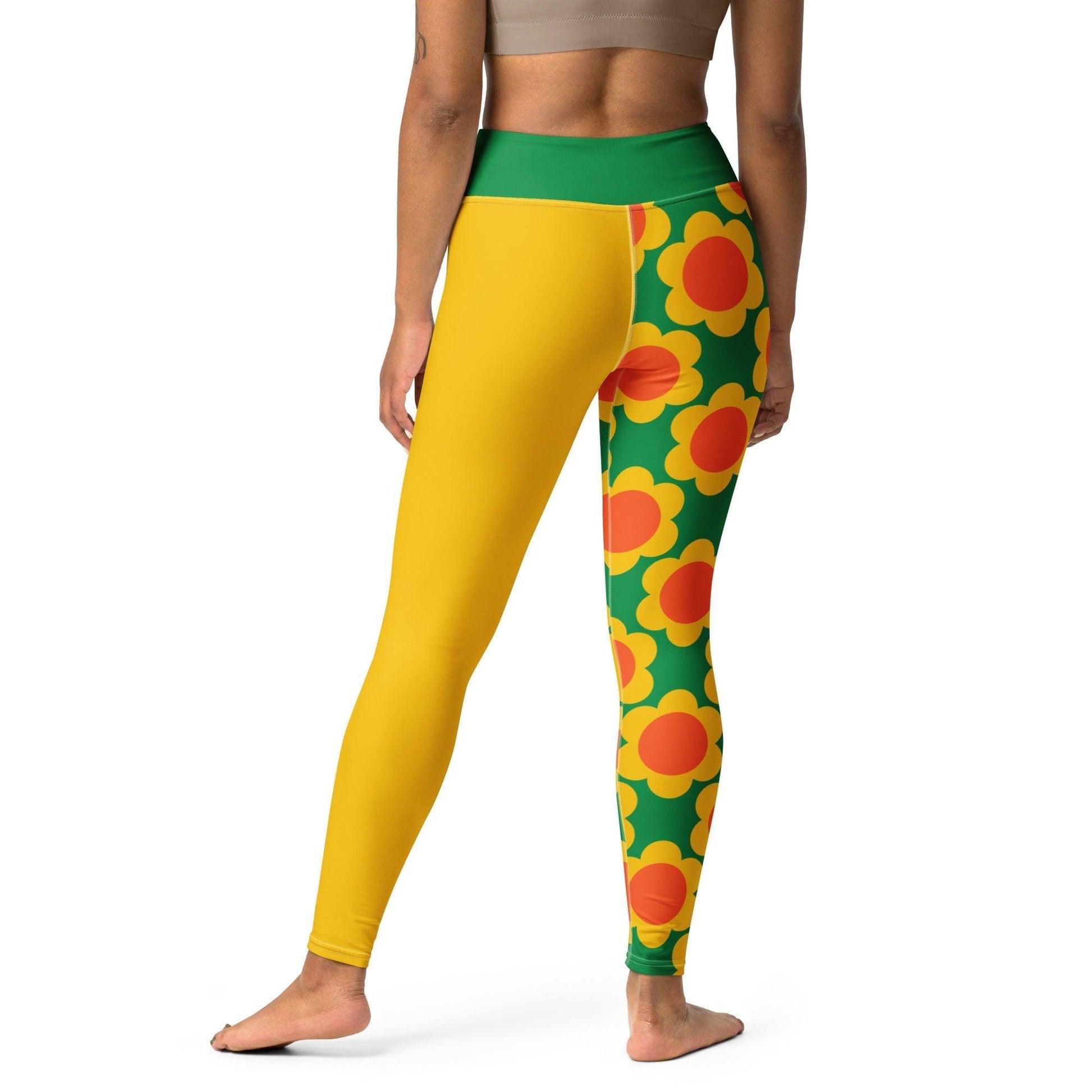 Yoga Leggings - ELLIE green - Classic Flower Print