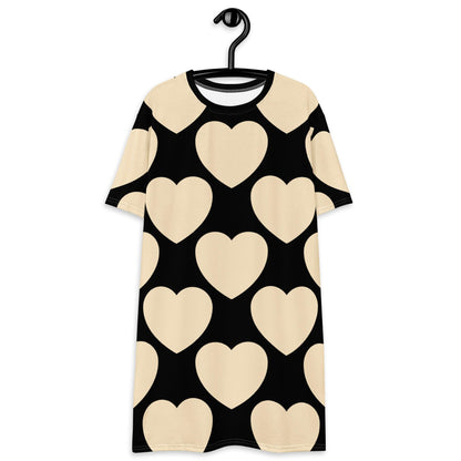 T-Shirt Dress - ELLIE LOVE black - Bold Heart Print
