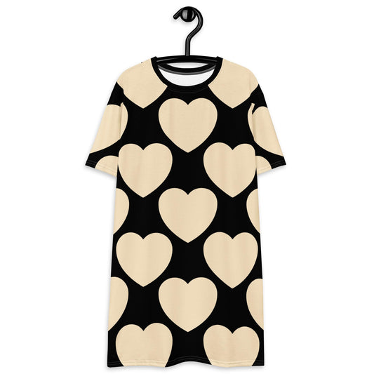 T-Shirt Dress - ELLIE LOVE black - Bold Heart Print